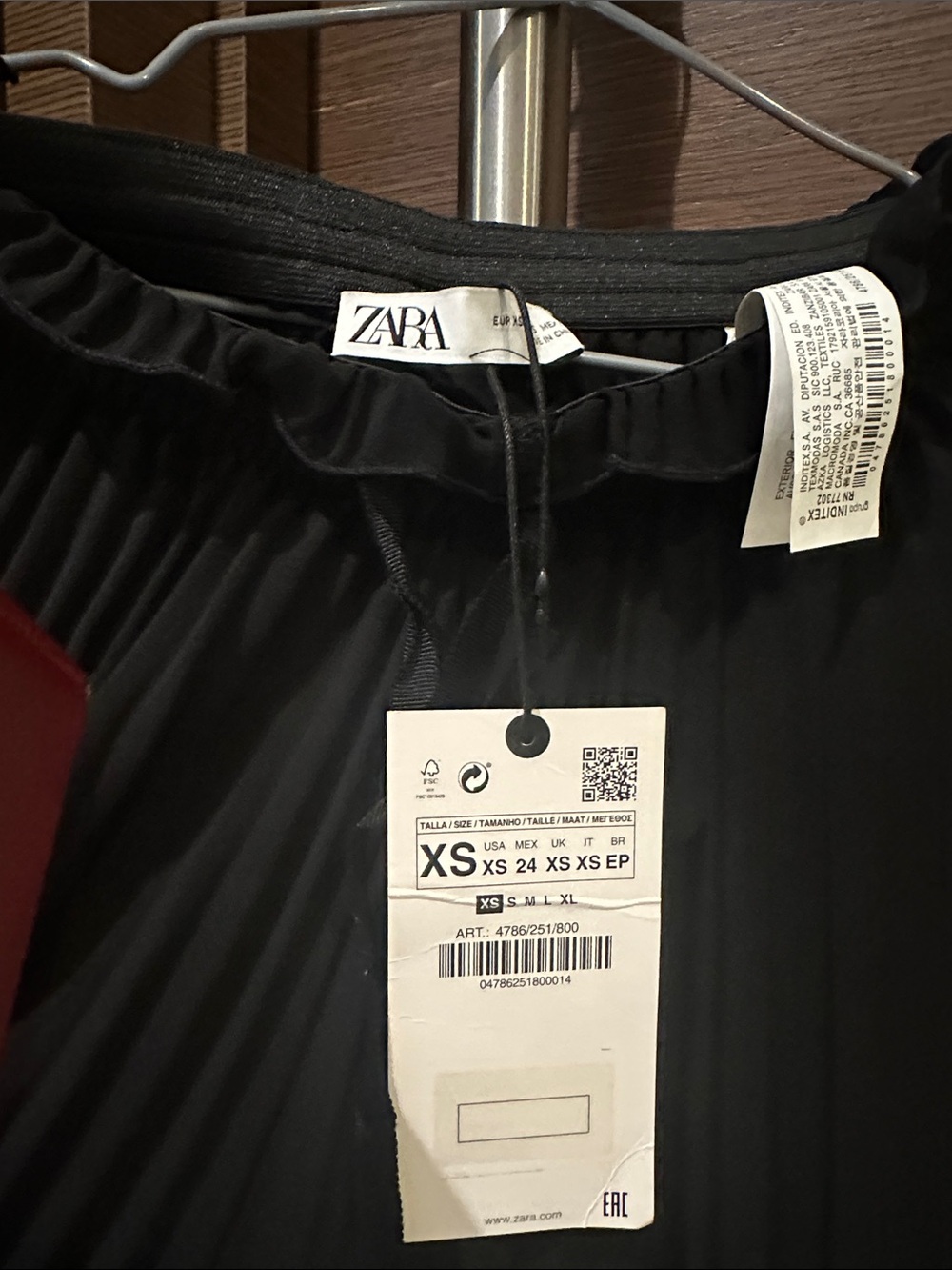 ZARA Black Pleated Midi Skirt
